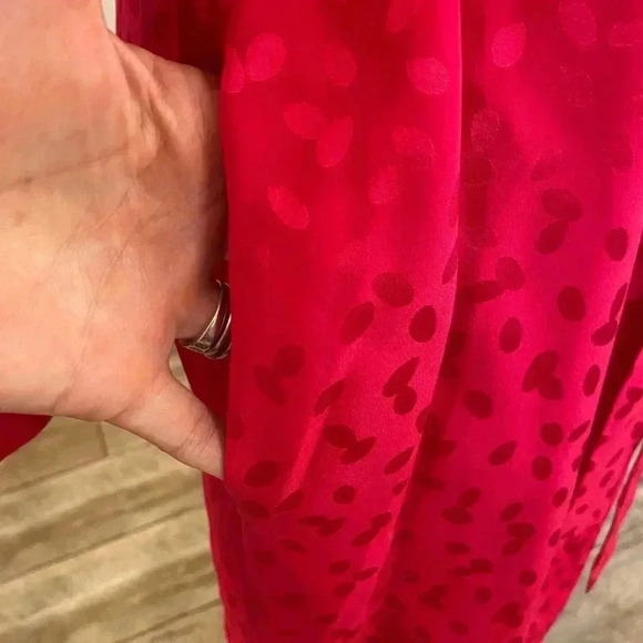 Liz Claiborne Womens Vintage Pink Polka Dot Silk Dress Size 12 Open Back - Picture 9 of 9